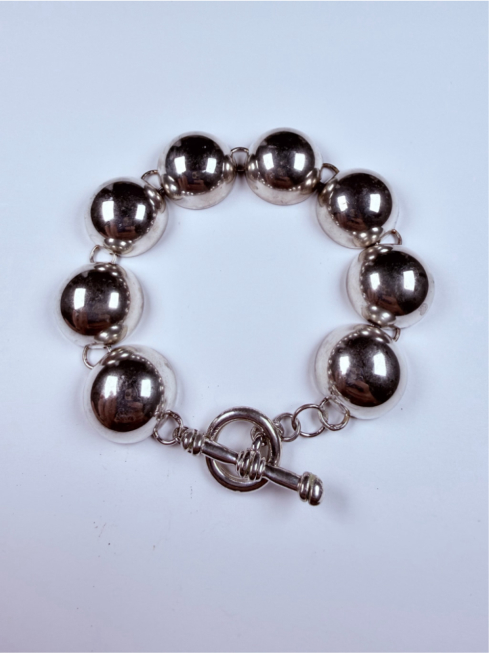 Modernist Space Age Atomic Bubble Sphere Disc 925 Sterling Silver VTG Bracelet